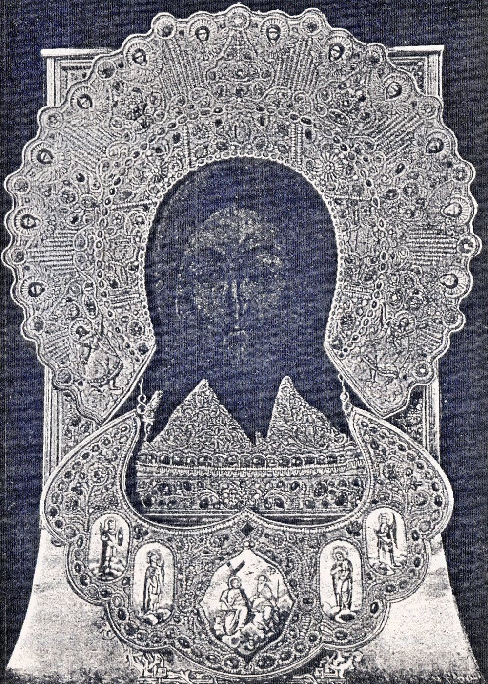 Фотография чудотворной иконы Спаса Нерукотворного. Фото из книги 1913 года издания