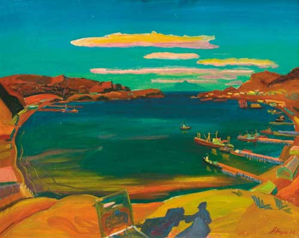 А.А.Карих. Тет-а-тет с вулканом Тя-Тя. 1985 66 х 81см. К.м.