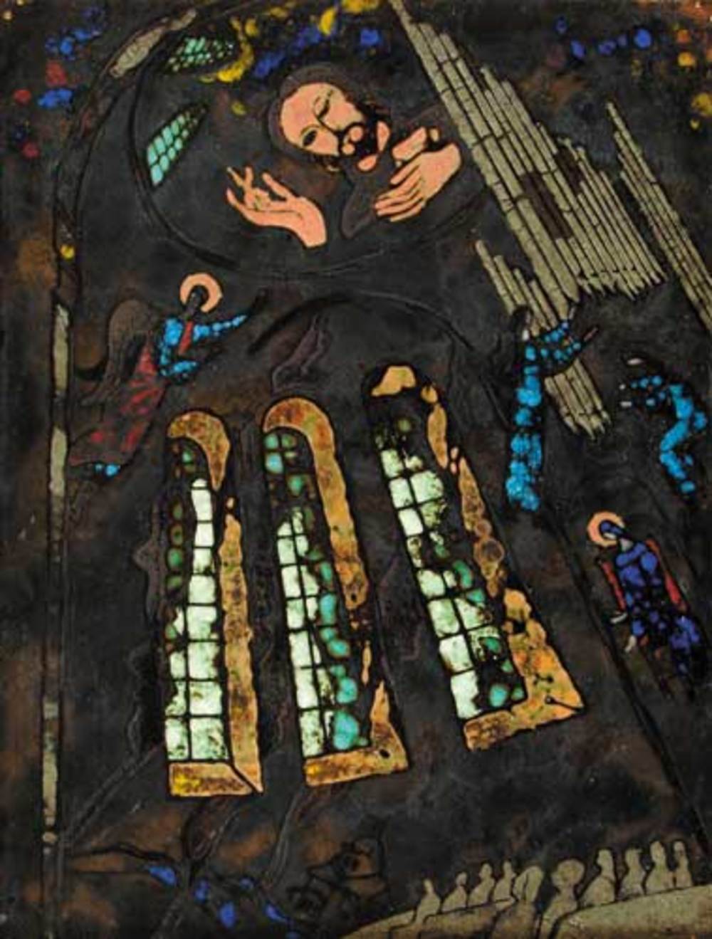 А.А.Карих. Музыка в храме. 1992. 42,5х32 см. Медь, эмаль.