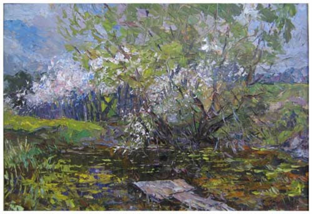 В.В.Теплов. Вишнёвый омут. 2001. 55,5х80,5. ДВП. м.