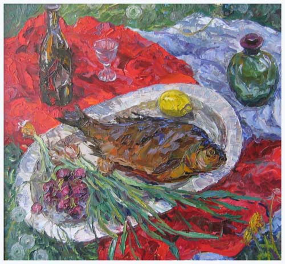 В.В.Теплов. Пикник. 2002. 60х65. ДВП, м..