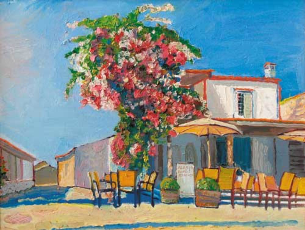 А.А.Карих. Кипр, Ларнака. Кафе. 2005. 45х60см. Х.м.