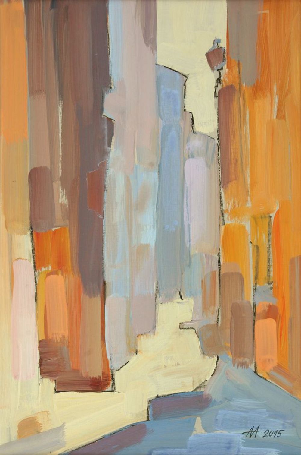 А.С.Александров. Переулок. 2015. Оргалит, акрил. 61х42 см.