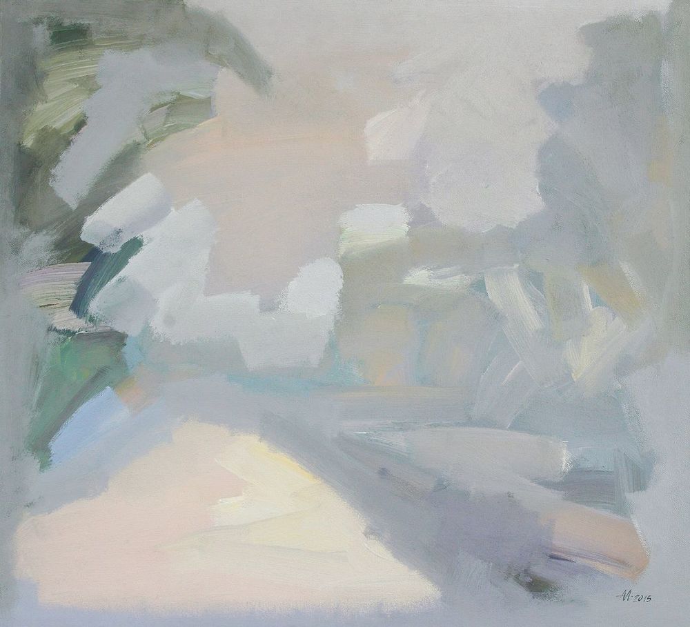 А.С.Александров. Зимний вечер. 2015 г. Оргалит, акрил. 110х120 см.