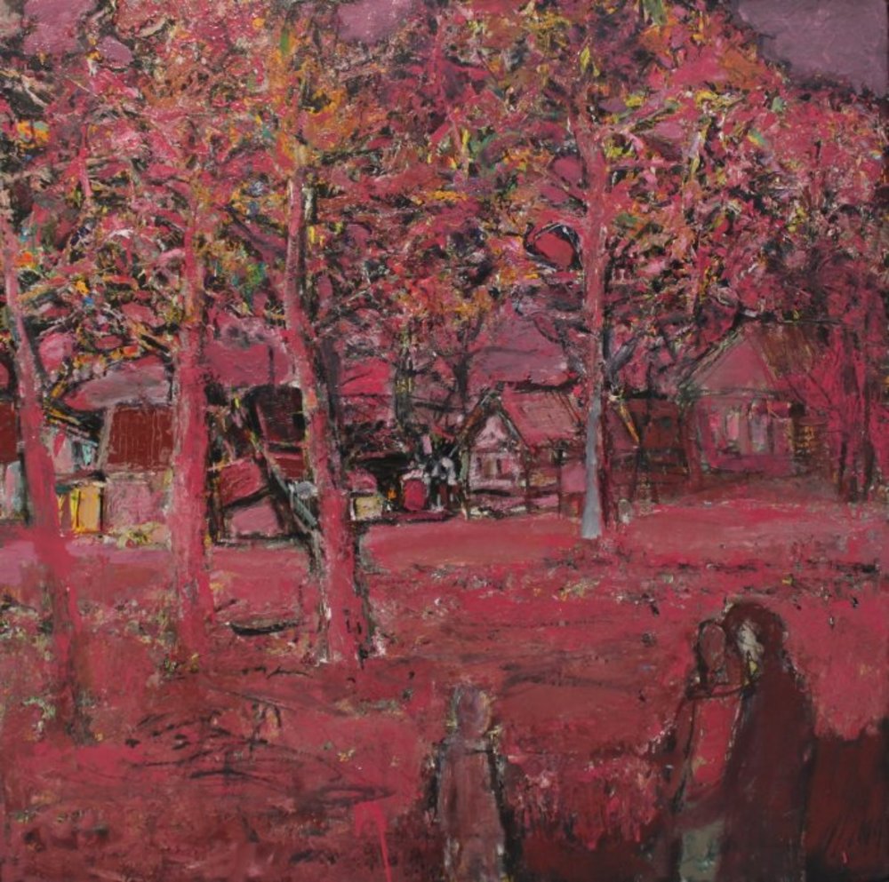 Л.А.Малафеевский. Вечерняя прогулка. Оргалит, масло. 100х100.