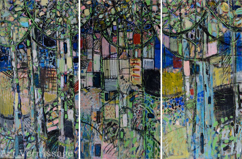 Л.А.Малафеевский. Импровизация (триптих). 2013. Холст, масло. 125х240.