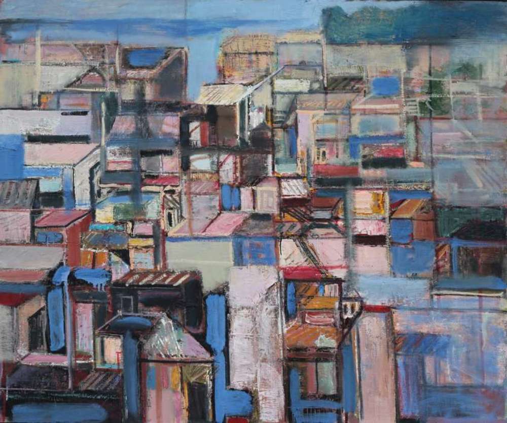 Л.А.Малафеевский. Город у моря. 2008. Холст, масло. 100х120.