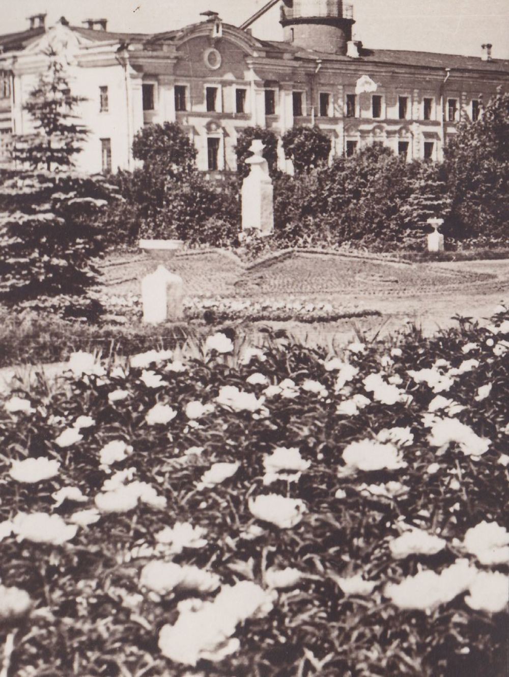 Сквер перед главным зданием мединститута. 1950-е гг.