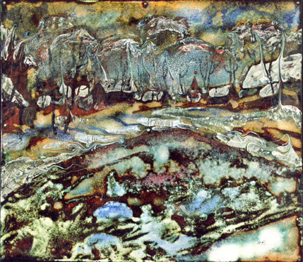 А.С.Александров. Зимой. 2001. Медь, эмаль. 30х35 см